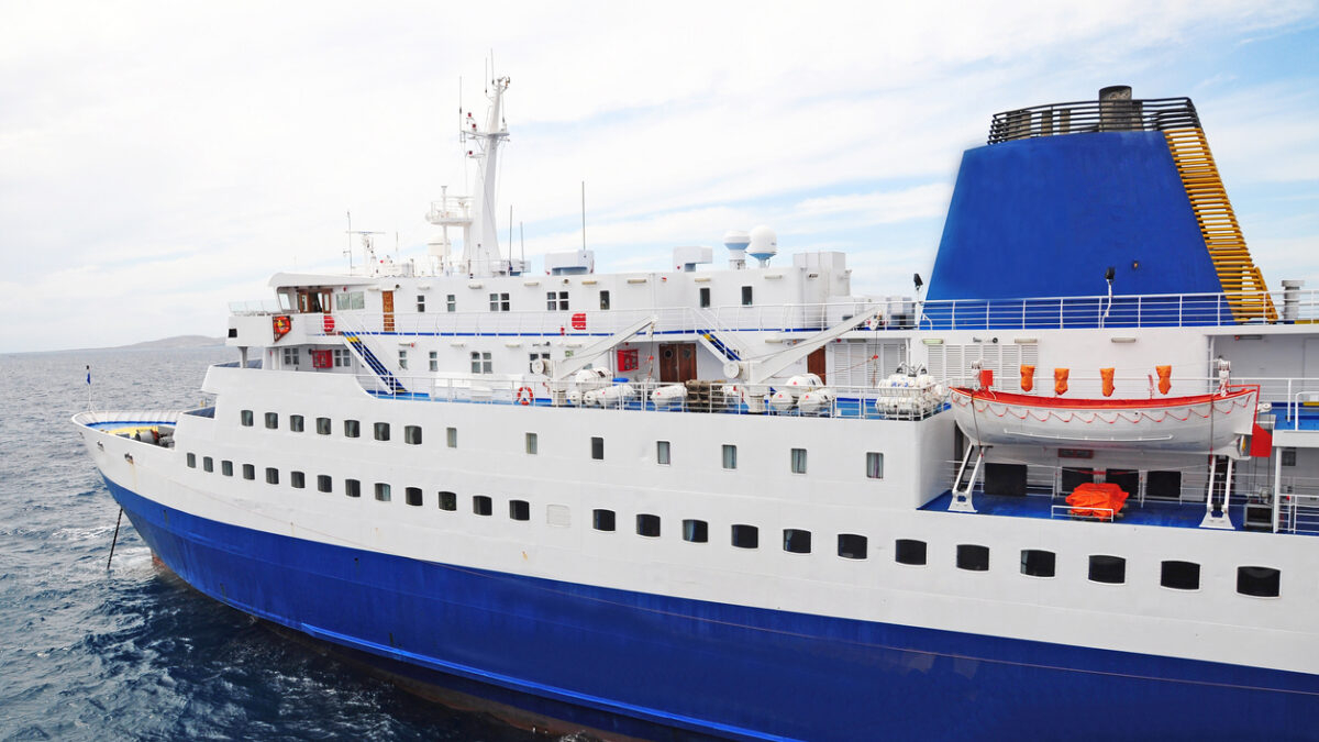 Ferry boat in mediterranean sea