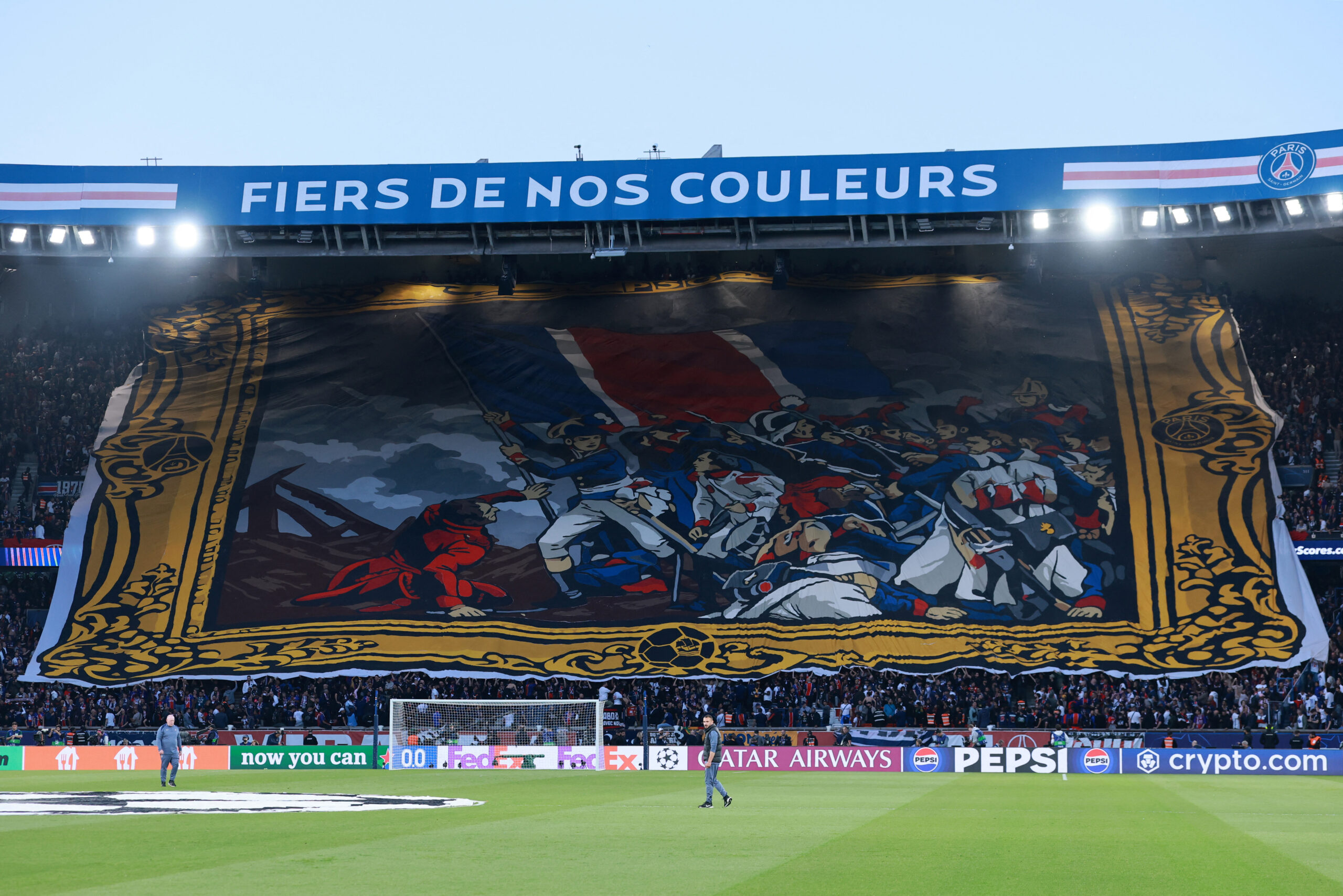 UEFA Champions League – Semi Final – First Leg – Paris St Germain v Bayern Munich Soccer Football - UEFA Champions League - Semi Final - First Leg - Paris St Germain v Bayern Munich - Parc des Princes, Paris, France - April 28, 2026 Paris St Germain fans display a banner in the stands before the match REUTERS/Stephanie Lecocq