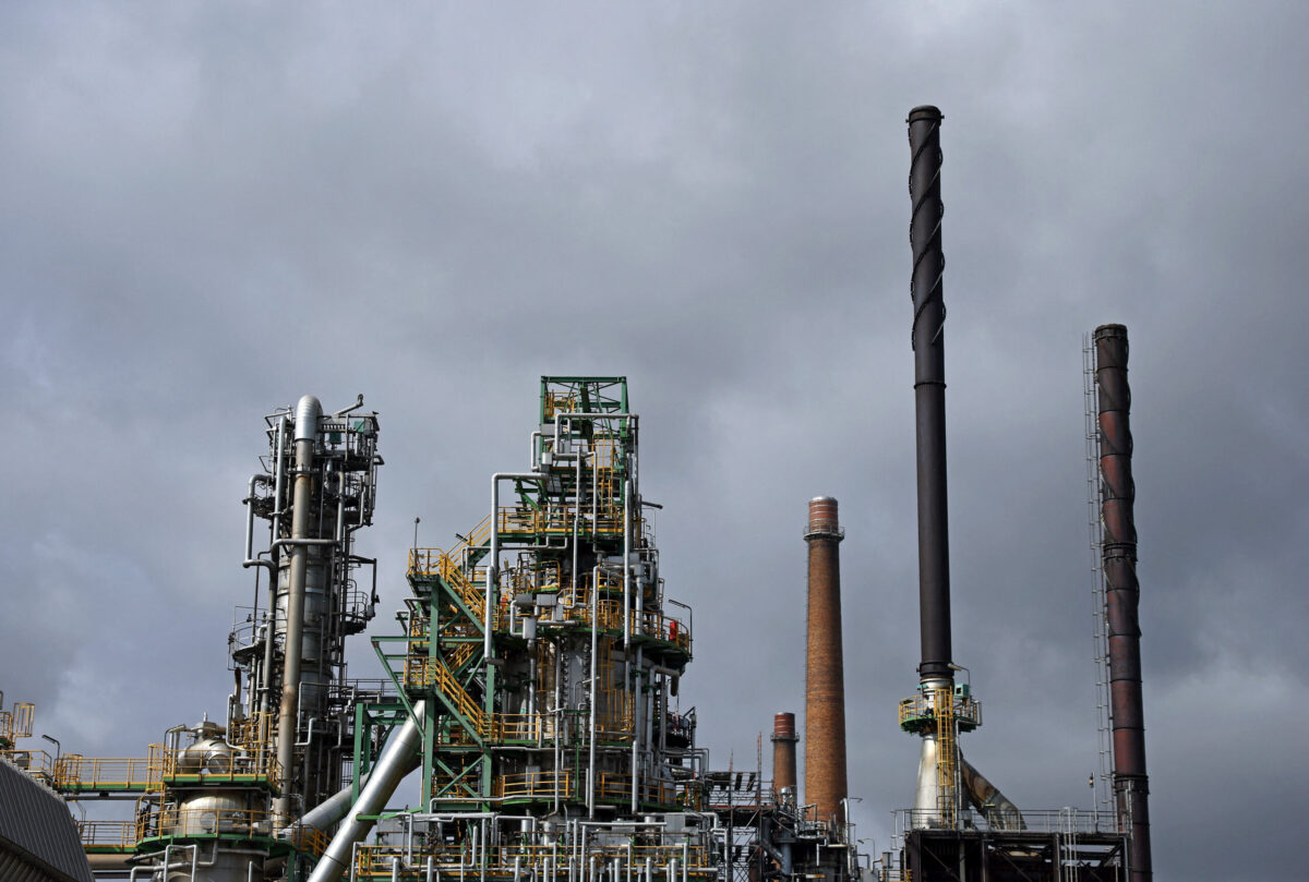 A general view of the PCK refinery, a crude oil processing facility supplying gasoline, jet fuel, diesel and fuel oil, in Schwedt/Oder, Germany, March 31, 2026. REUTERS/Lisi Niesner