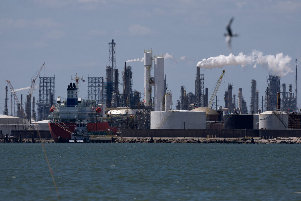 The Rishiri Galaxy, an oil and chemical tanker sailing under the flag of Panama, is docked at the Texas City docks next to the Marathon Galveston Bay Refinery shortly after U.S. President Donald Trump announced a 60-day waiver of the Jones Act shipping law, in Texas City, Texas, U.S. March 18, 2026. REUTERS/Antranik Tavitian