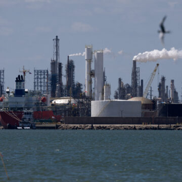 The Rishiri Galaxy, an oil and chemical tanker sailing under the flag of Panama, is docked at the Texas City docks next to the Marathon Galveston Bay Refinery shortly after U.S. President Donald Trump announced a 60-day waiver of the Jones Act shipping law, in Texas City, Texas, U.S. March 18, 2026. REUTERS/Antranik Tavitian