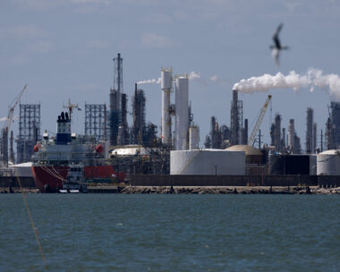 The Rishiri Galaxy, an oil and chemical tanker sailing under the flag of Panama, is docked at the Texas City docks next to the Marathon Galveston Bay Refinery shortly after U.S. President Donald Trump announced a 60-day waiver of the Jones Act shipping law, in Texas City, Texas, U.S. March 18, 2026. REUTERS/Antranik Tavitian