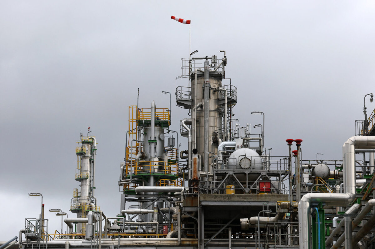 A general view of the PCK refinery, a crude oil processing facility supplying gasoline, jet fuel, diesel and fuel oil, in Schwedt/Oder, Germany, March 31, 2026. REUTERS/Lisi Niesner