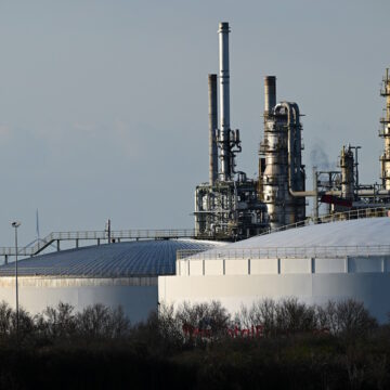 Oil storage containers and facilities of the TotalEnergies refinery in the Leuna Chemical Complex, in Leuna, Germany, March 17, 2026. REUTERS/Annegret Hilse