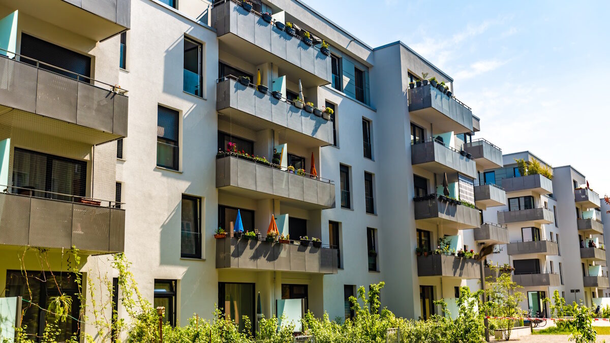 Residential area in the city, modern apartment buildings