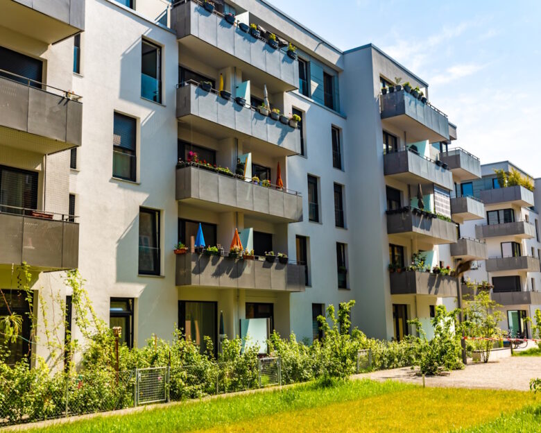 Residential area in the city, modern apartment buildings