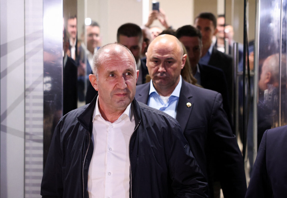 Rumen Radev, former Bulgarian president and leader of Progressive Bulgaria coalition, walks to address the media after the first exit polls at the parliamentary election, in Sofia, Bulgaria, April 19, 2026. REUTERS/Spasiyana Sergieva