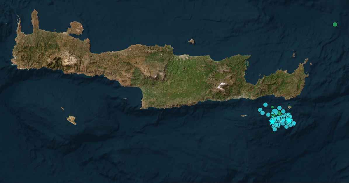 Χάρτης με τους σεισμούς στο Λασίθι