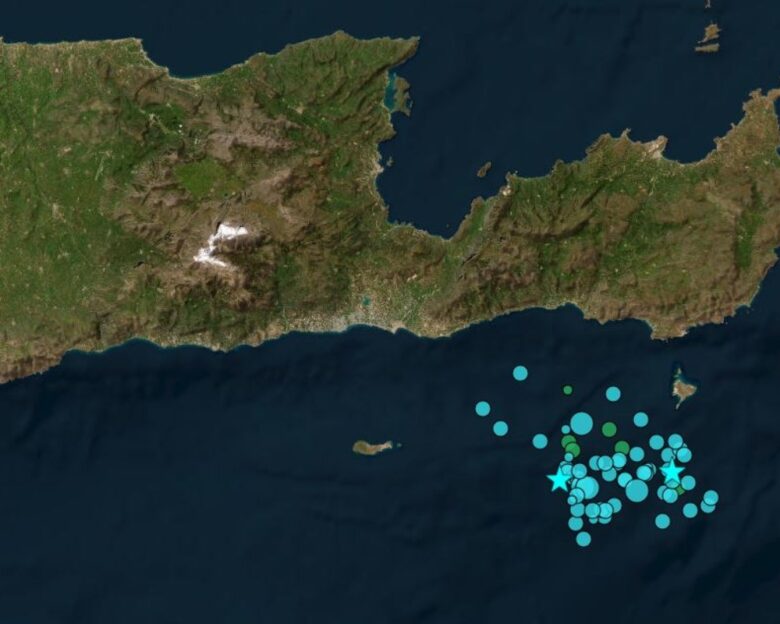 Χάρτης με τους σεισμούς στο Λασίθι