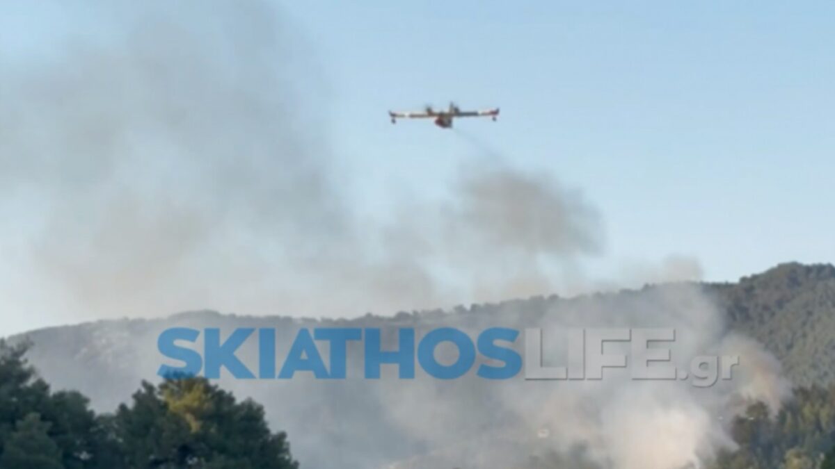 Φωτιά στην Σκιάθο, σε δασική έκταση στον Πλατανιά