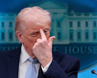 U.S. President Donald Trump gestures as he speaks during a press conference in the James S. Brady Press Briefing Room at the White House in Washington, D.C., U.S., April 6, 2026. REUTERS