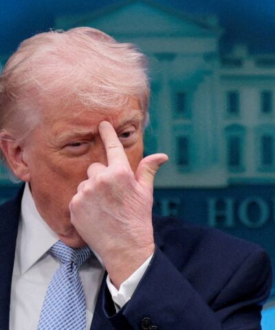 U.S. President Donald Trump gestures as he speaks during a press conference in the James S. Brady Press Briefing Room at the White House in Washington, D.C., U.S., April 6, 2026. REUTERS