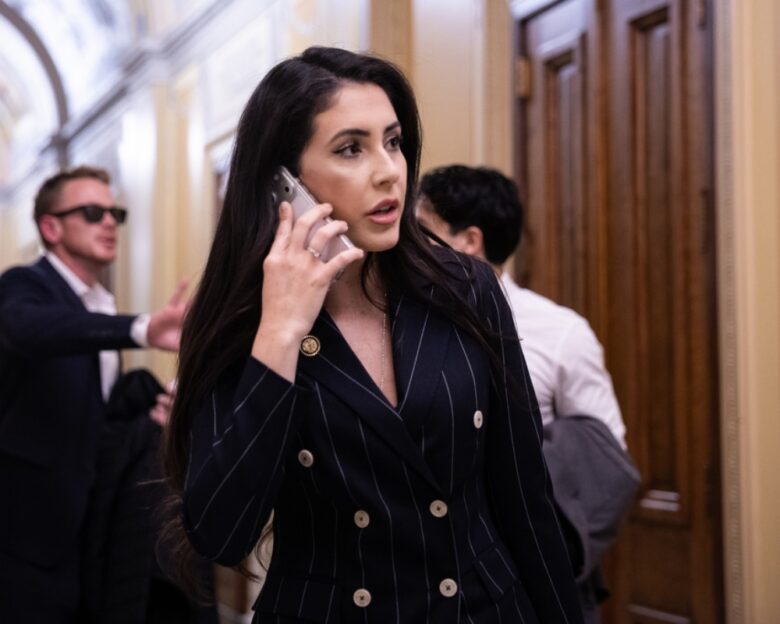 Rep. Anna Paulina Luna (R-Fla.) speaks on a phone as she departs a vote at the U.S. Capitol on March 5, 2026.