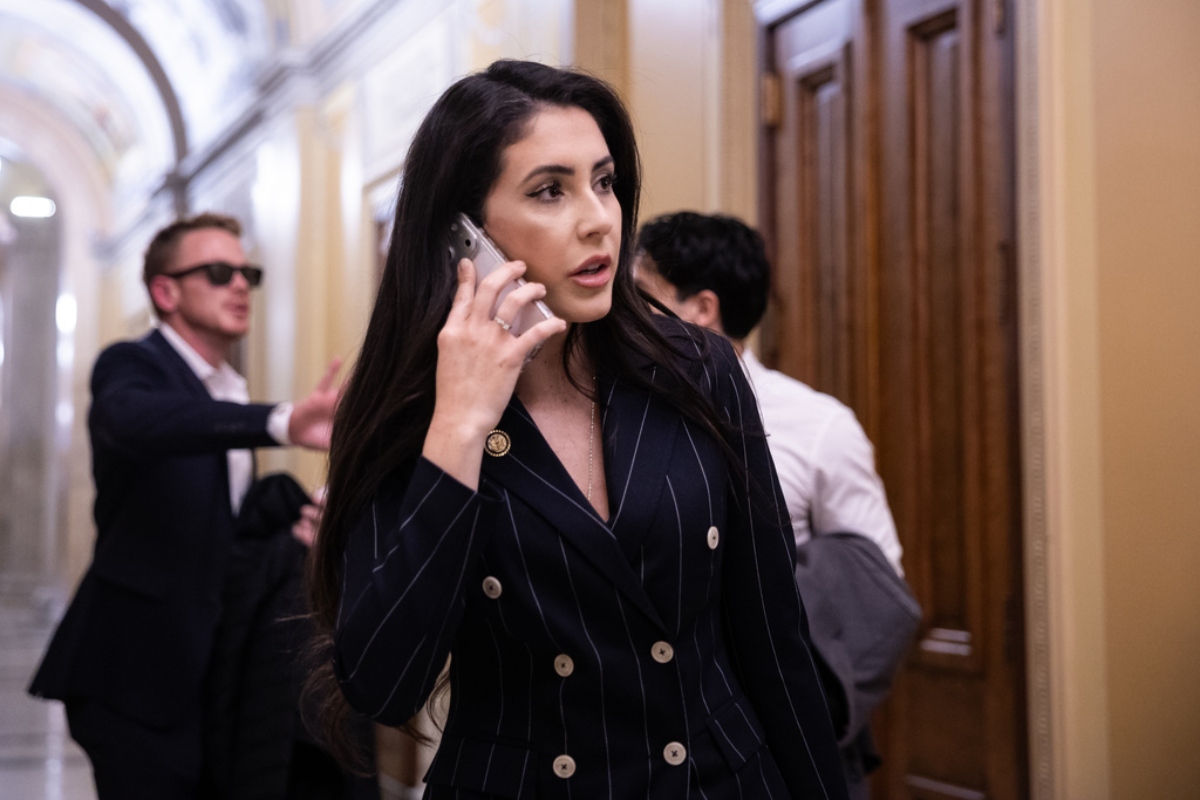 Rep. Anna Paulina Luna (R-Fla.) speaks on a phone as she departs a vote at the U.S. Capitol on March 5, 2026.