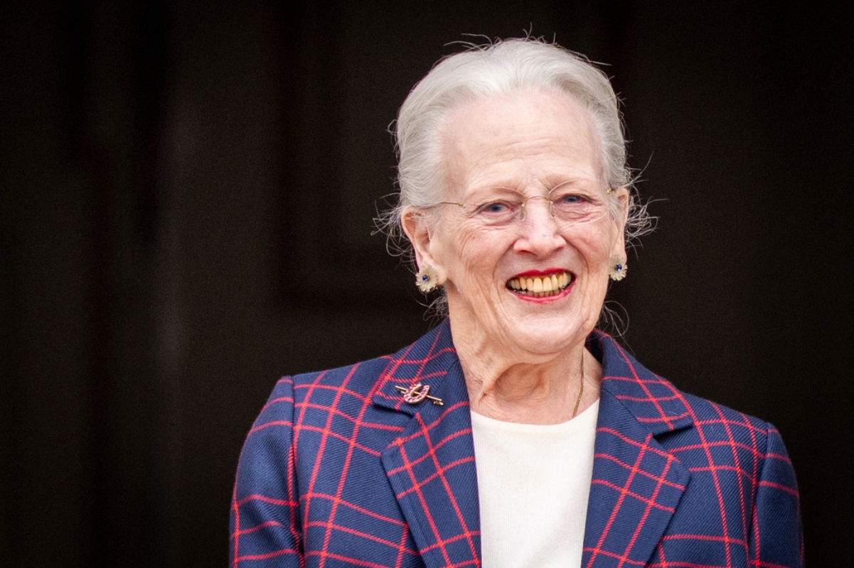 Denmark's Queen Margrethe smiles on her 86th birthday, in the Inner Courtyard at Fredensborg Palace, Denmark, Thursday, April 16, 2026.