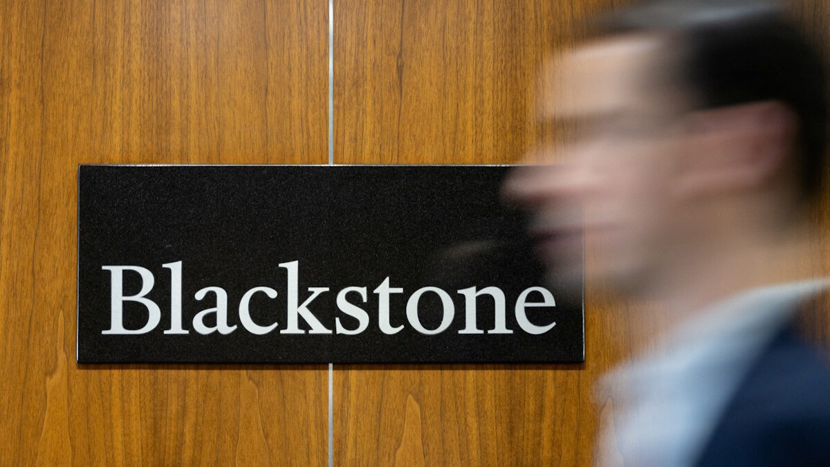 FILE PHOTO: Signage is seen at the Blackstone Group headquarters in New York City, U.S., January 18, 2023