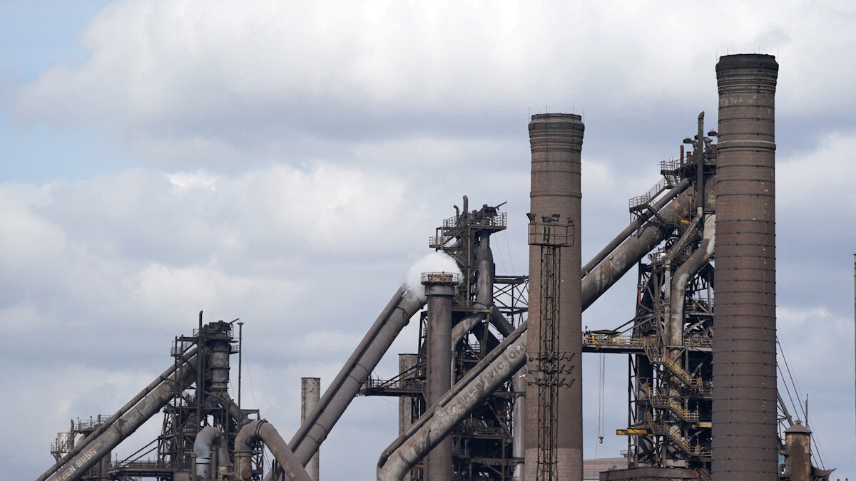 FILE PHOTO: A general view of blast furnaces at British Steel's Scunthorpe plant, Scunthorpe, Britain, April 14, 2025.