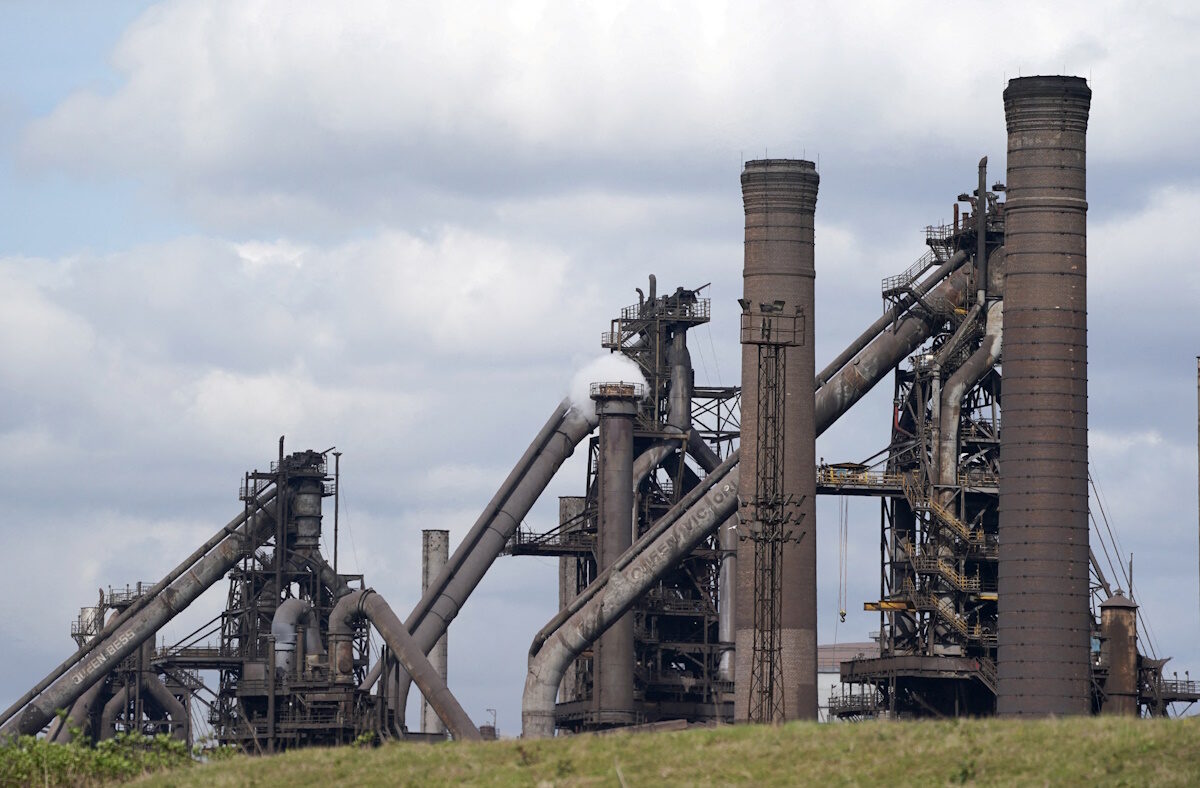 FILE PHOTO: A general view of blast furnaces at British Steel's Scunthorpe plant, Scunthorpe, Britain, April 14, 2025.