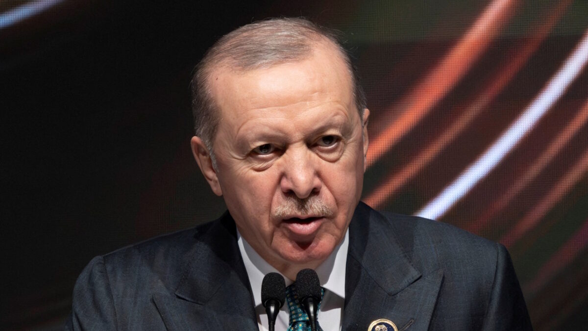 FILE PHOTO: Turkish President Tayyip Erdogan speaks during the opening ceremony of Antalya Diplomacy Forum in Antalya, Turkey, April 17, 2026.