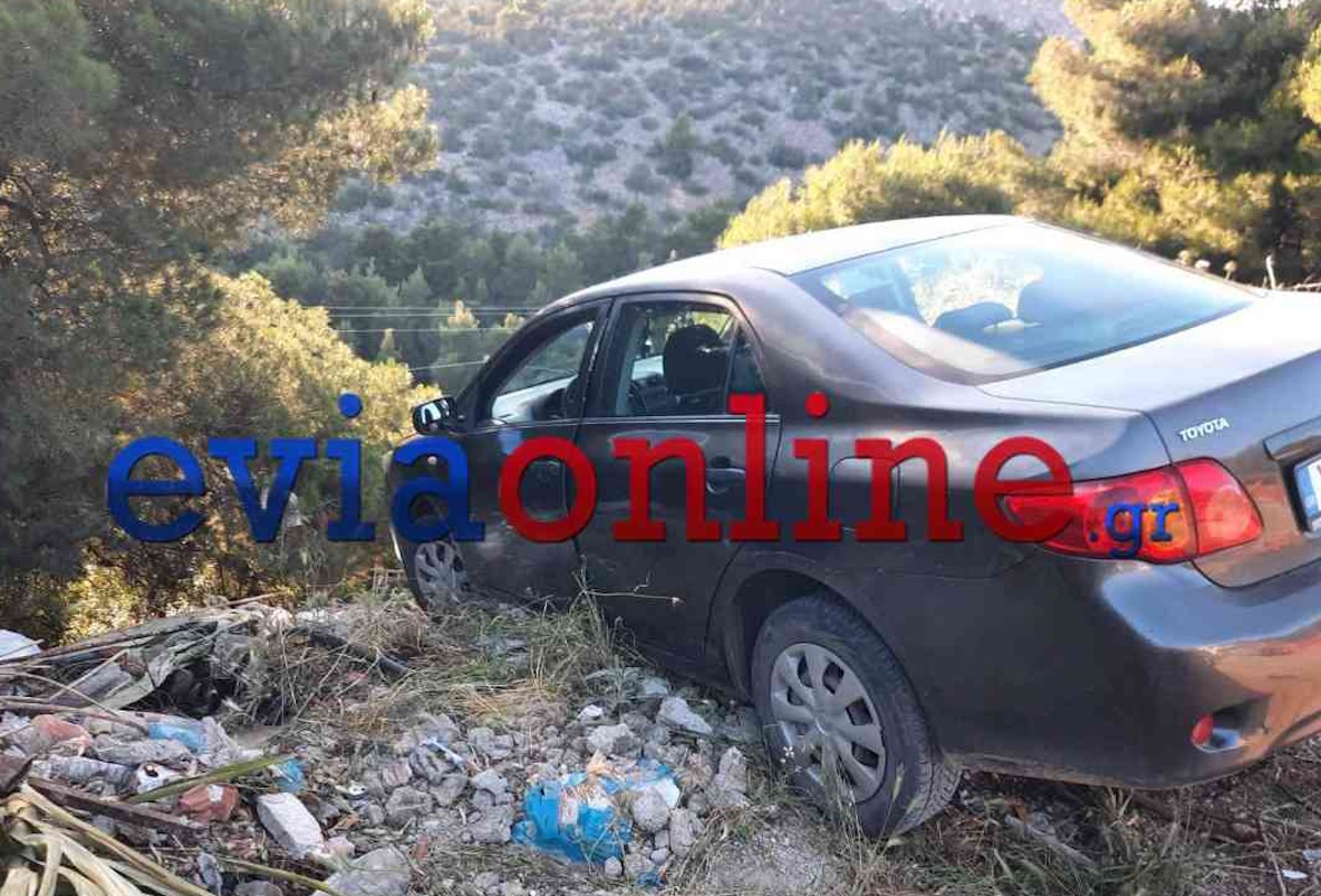 Αυτοκίνητο σταμάτησε στην άκρη του γκρεμού στην Εύβοια