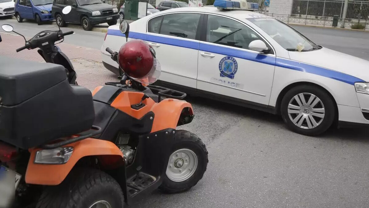 Γουρούνα και περιπολικό της ελληνικής αστυνομίας