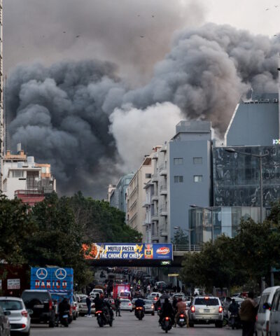 Στιγμιότυπο από ισραηλινό βομβαρδισμό στην Βηρυτό