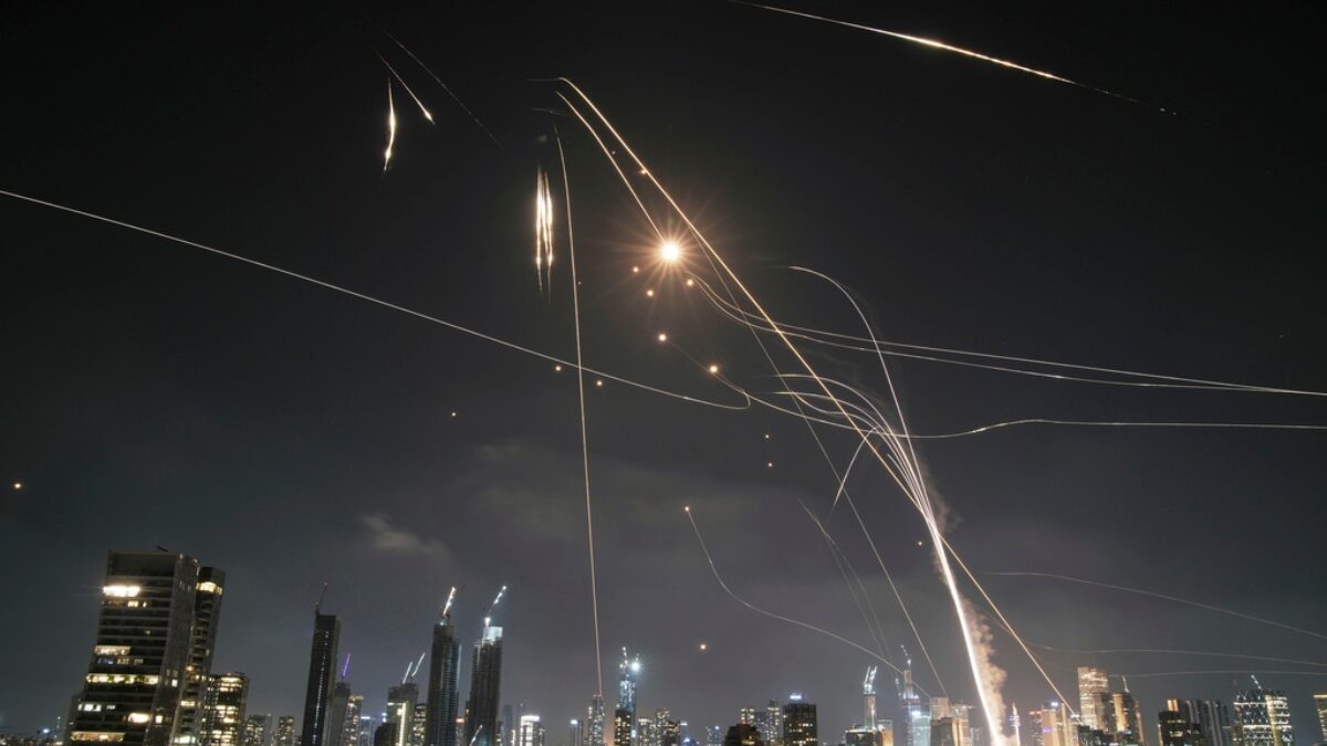 FILE - Israeli Iron Dome air defense system fires to intercept missiles over Tel Aviv, Israel, on June 13, 2025.