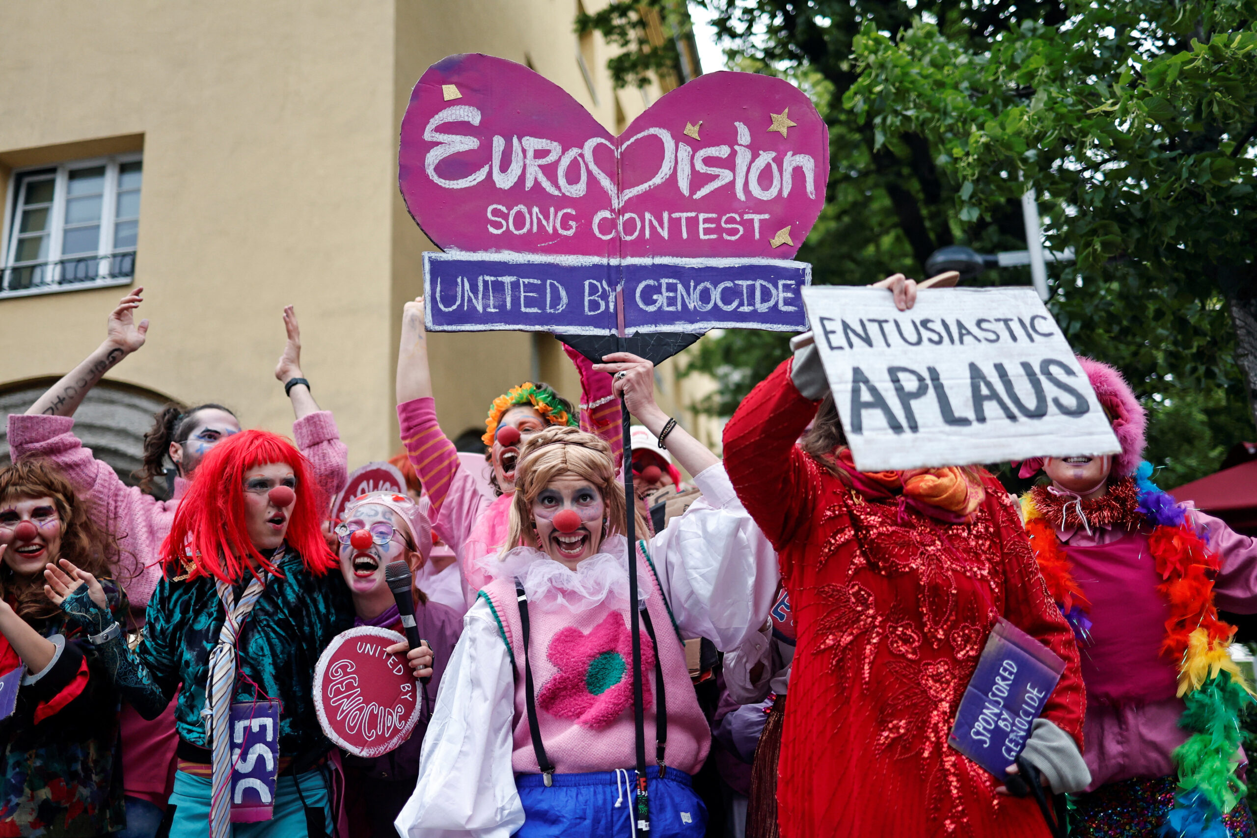 People attend a protest against Israel's participation in the Eurovision Song Contest, in Vienna, Austria, May 16, 2026. REUTERS/Elisabeth Mandl