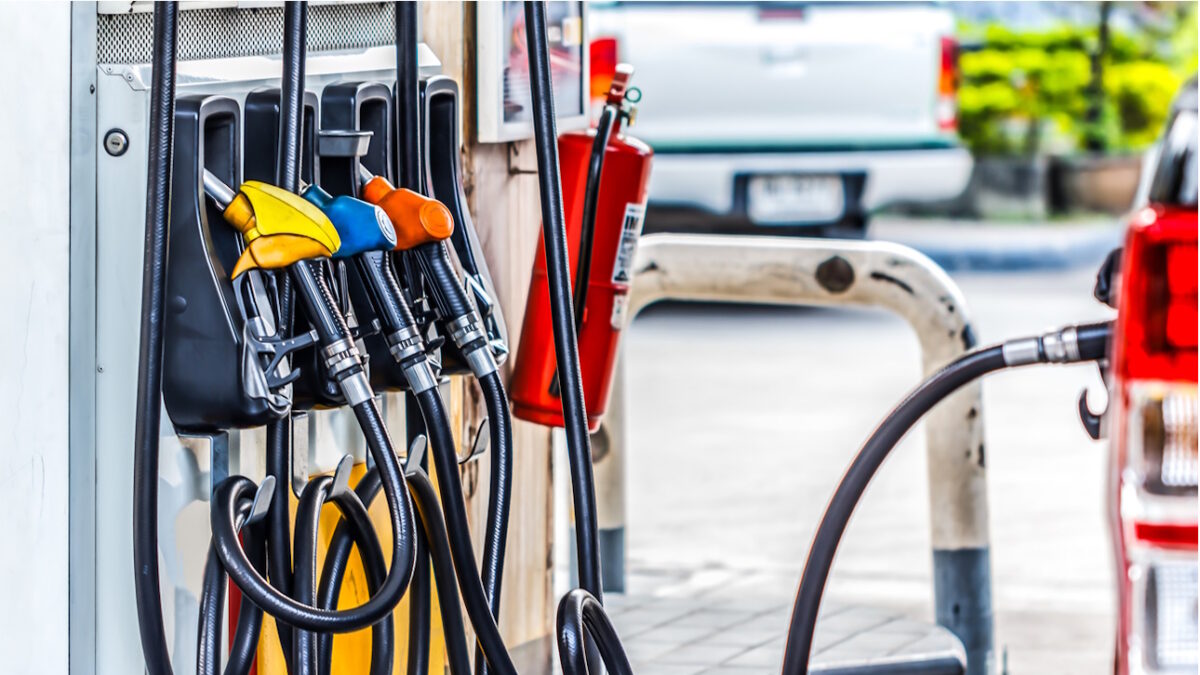 Pump nozzles in a service station, Gas