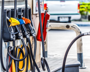 Pump nozzles in a service station, Gas