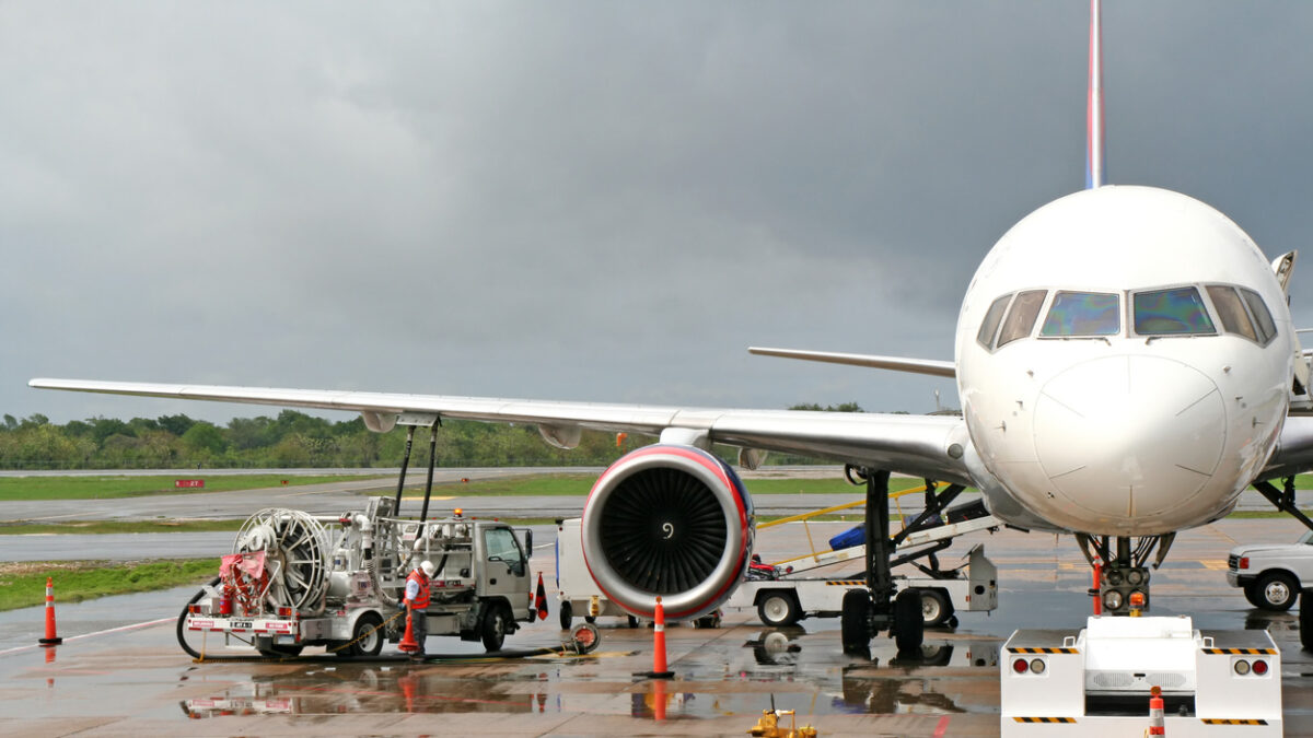 Refuelling an airplane on the airport # 1