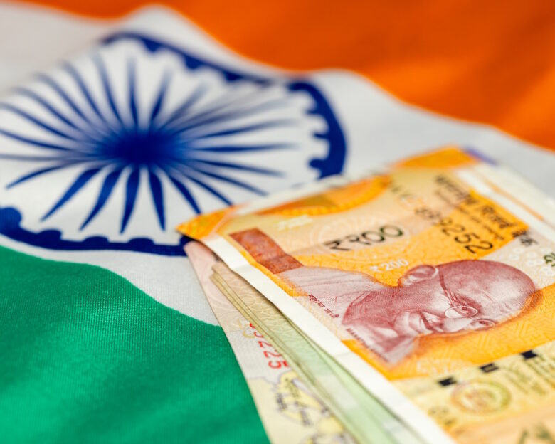 India, Indian rupees and Indian flag, Economic and business concept, economic analysis, purchasing power of money