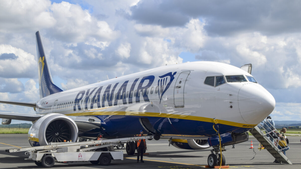 beauvais airport. Ryanair plane waiting for passengers
