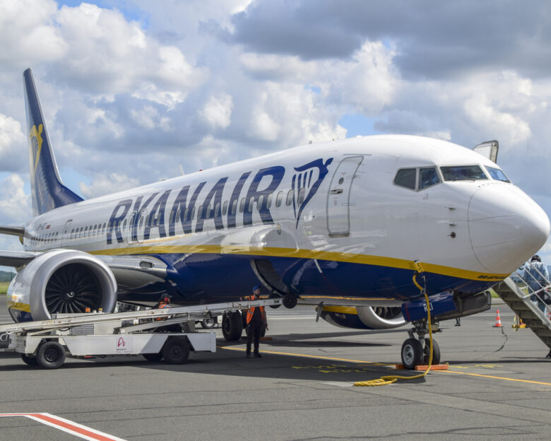 beauvais airport. Ryanair plane waiting for passengers
