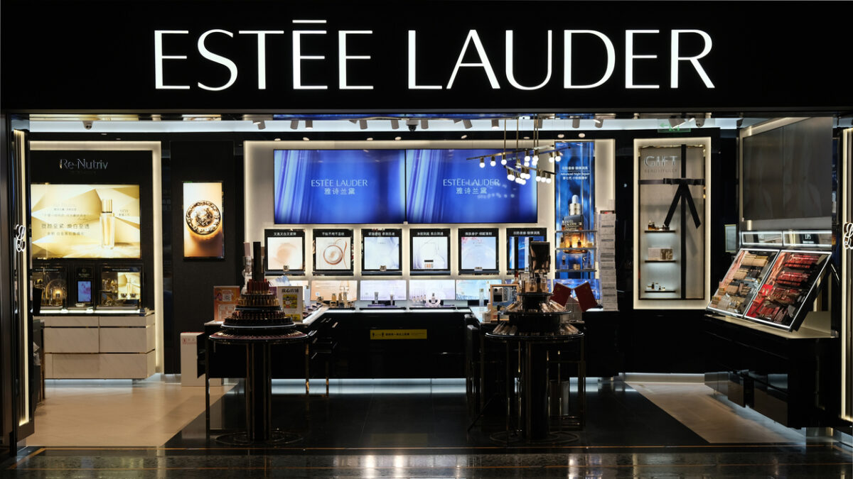 Beijing,China-Sep. 17th 2022: front of ESTĒE LAUDER retail store at Beijing Daxing International Airport