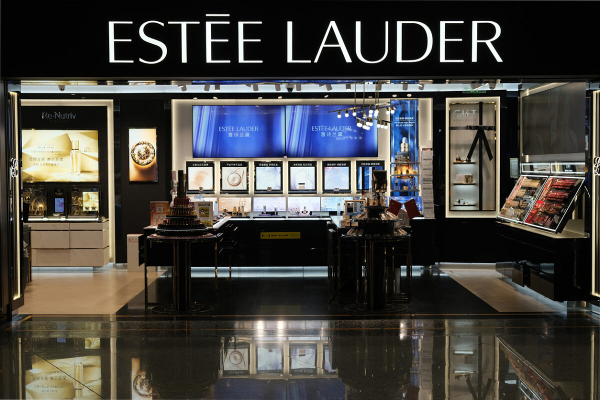 Beijing,China-Sep. 17th 2022: front of ESTĒE LAUDER retail store at Beijing Daxing International Airport