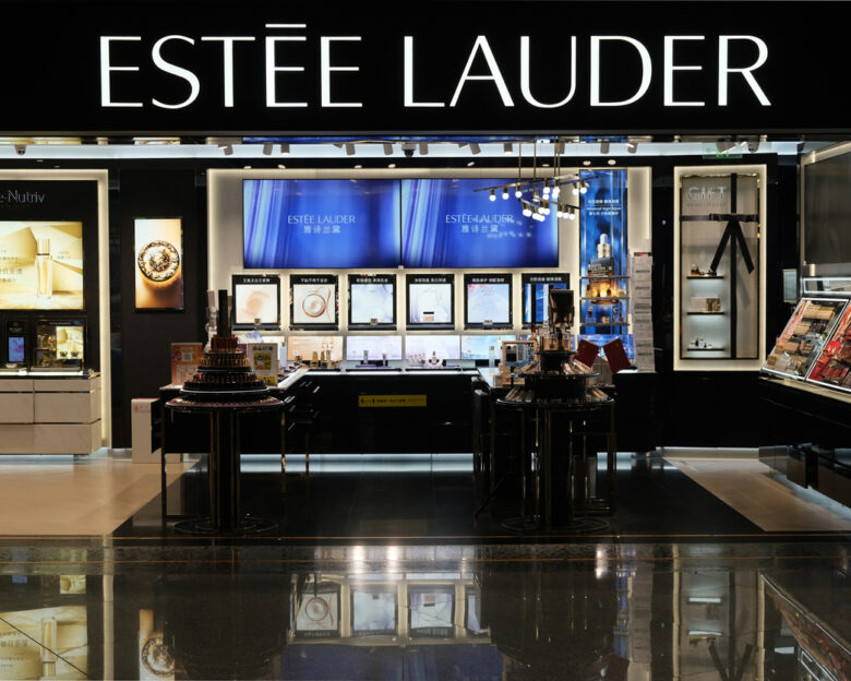 Beijing,China-Sep. 17th 2022: front of ESTĒE LAUDER retail store at Beijing Daxing International Airport