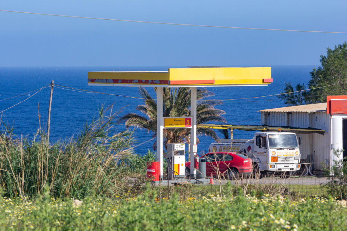 Petrol Station near Chania on Crete, Greece. This is a commercial business.