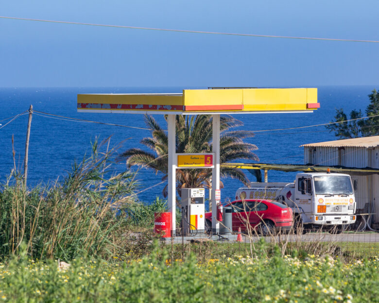 Petrol Station near Chania on Crete, Greece. This is a commercial business.