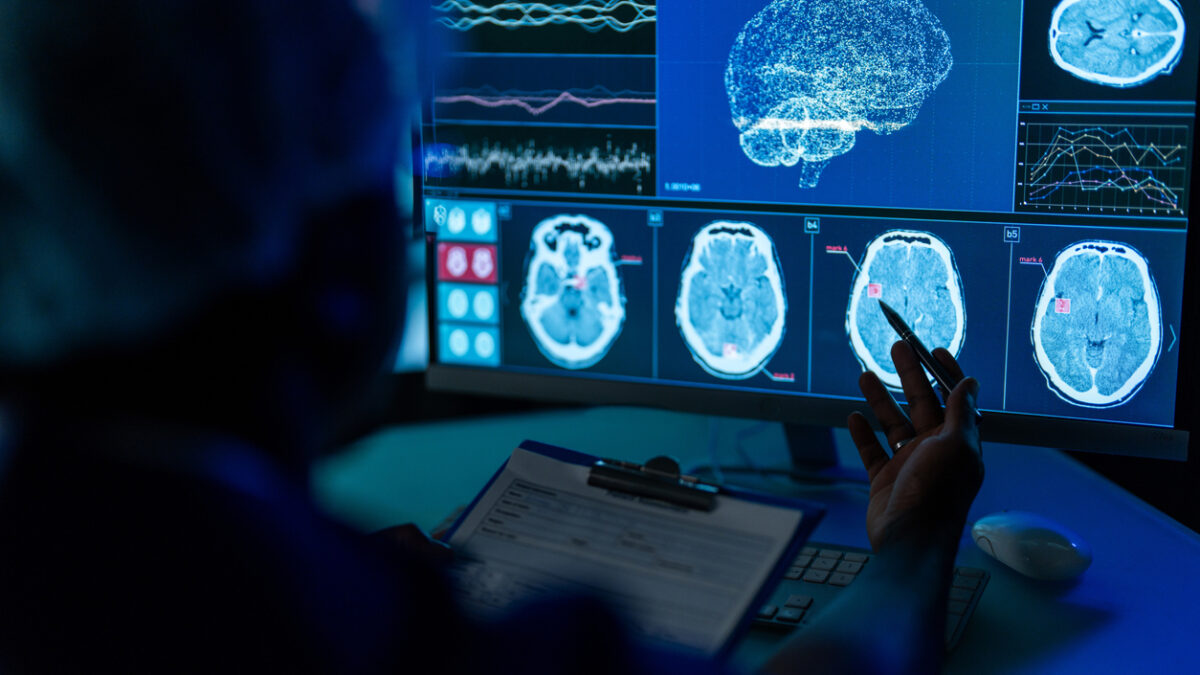 Healthcare and medicine research laboratory. Working and studying the new virus and bacteria cure and vaccines surrounded by futuristic technology