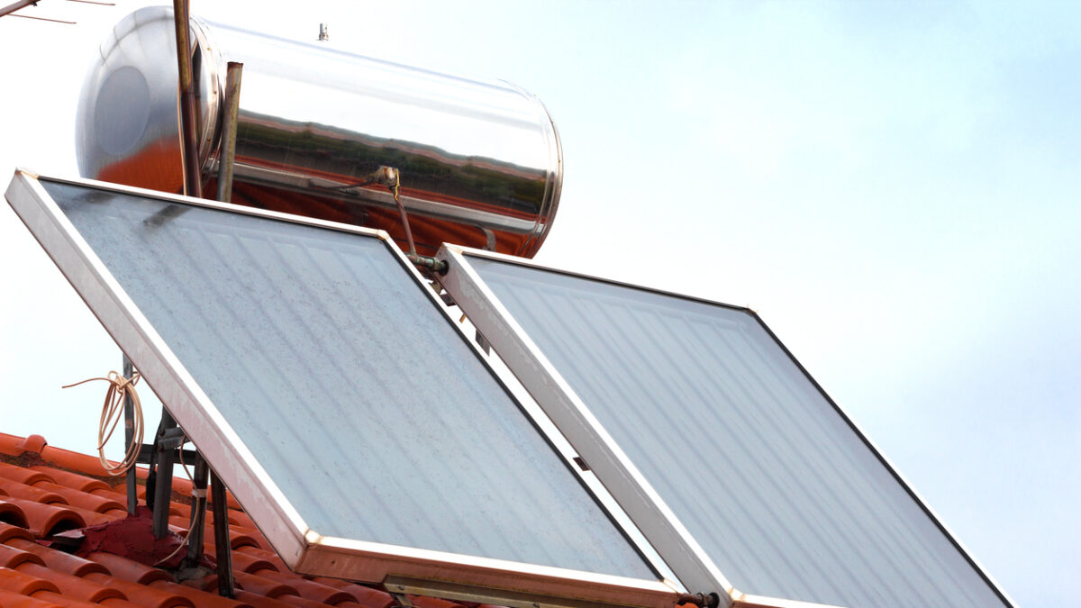 Solar panels used to heat water,photography