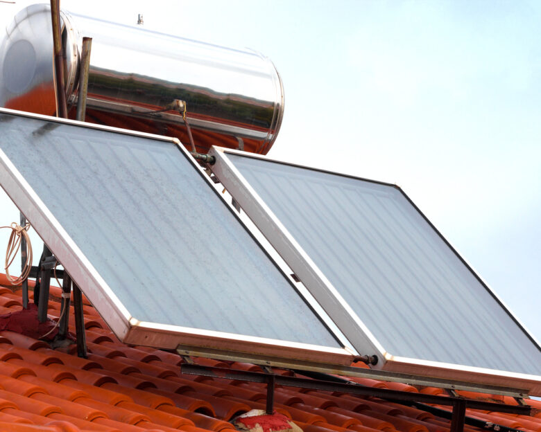 Solar panels used to heat water,photography