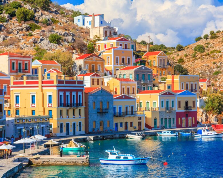 Beautiful summers day on the Greek island of Symi in the Dodecanese Greece Europe