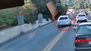 Οδηγός προσπερνά 8 αυτοκίνητα σε στροφή στην Κρήτη