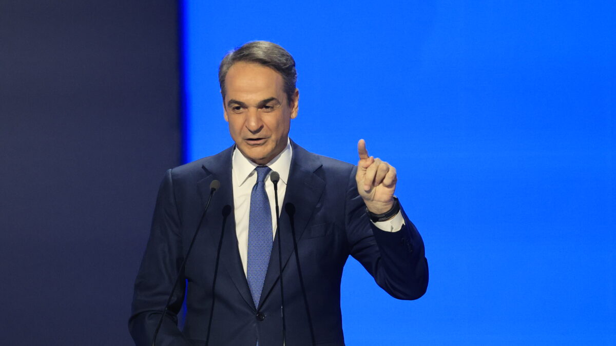 Στιγμιότυπο από την πρώτη ημέρα εργασιών του 16ου Τακτικού Συνεδρίου της Νέας Δημοκρατίας, στο Metropolitan Expo (Πηγή φωτογραφίας: ΓΙΩΡΓΟΣ ΚΟΝΤΑΡΙΝΗΣ