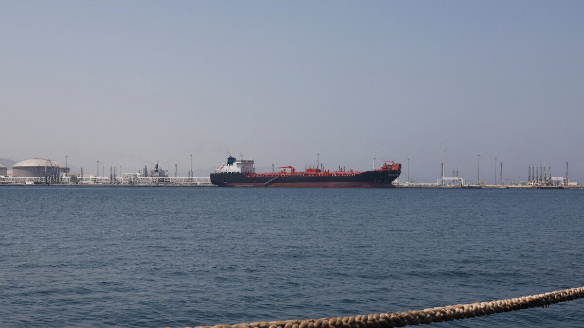 FILE PHOTO: Oil/Chemical Tanker "Bald Man" at the Port of Fujairah, as the U.S.-Israel conflict with Iran limits marine traffic in the Strait of Hormuz, in Fujairah, United Arab Emirates, May 6, 2026.