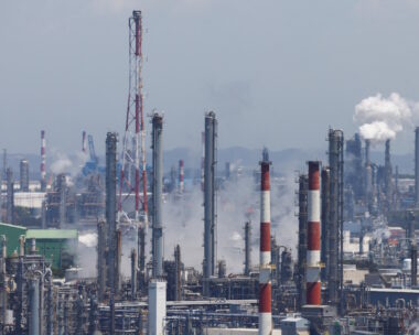Pipelines and oil storage tanks at oil refining facilities at the Daesan petrochemical complex near Daesan port, in Seosan, South Korea, May 8, 2026