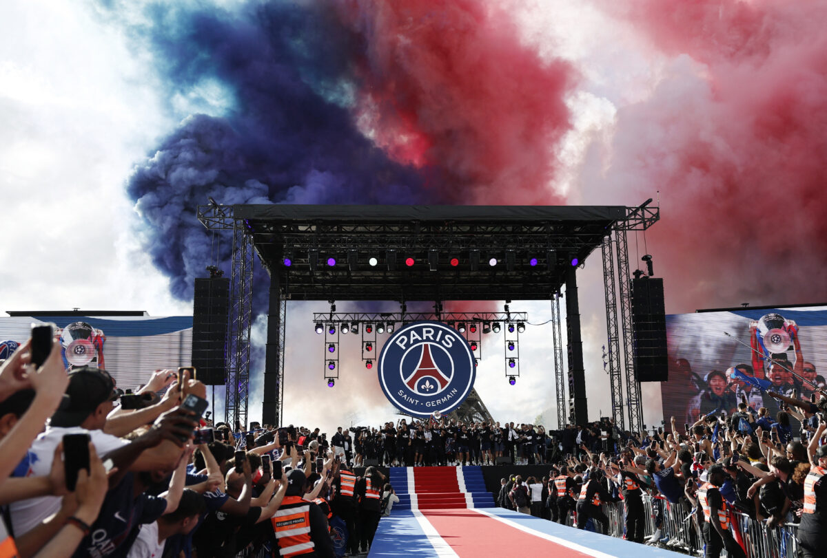 Soccer Football - UEFA Champions League - Paris St Germain celebrate winning the UEFA Champions League Final - Paris, France - May 31, 2026 General view as Paris St Germain players celebrate after winning the UEFA Champions League REUTERS