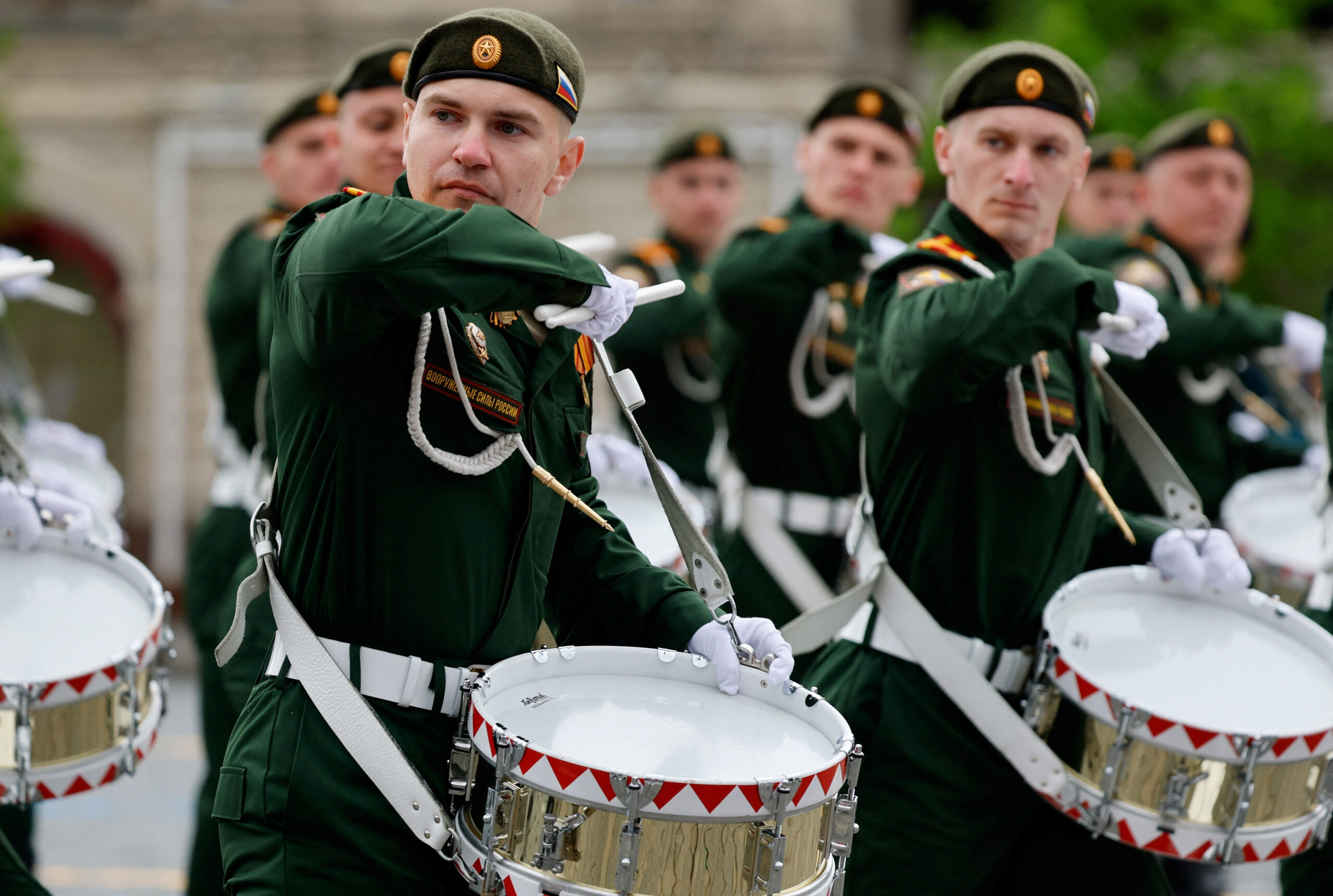 Russian service members take part in a military parade on Victory Day, marking the 81st anniversary of the victory over Nazi Germany in World War Two, in Red Square in central Moscow, Russia, May 9, 2026. Sputnik