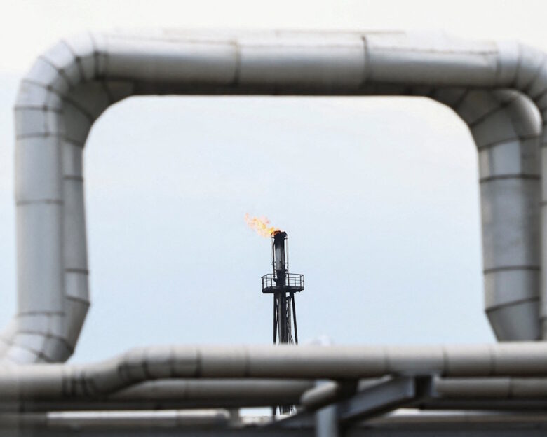 A flame rises from a flare stack at the PCK Schwedt oil refinery, days after Russian oil company Rosneft filed a new lawsuit against the trusteeship of its German subsidiaries, which are majority owners in the PCK Schwedt refinery, in Schwedt, Germany, May 11, 2026. REUTERS/Nadja Wohlleben